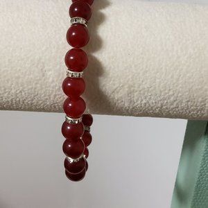🇨🇦 2 For $25 Handcrafted bracelet with burgundy stones and crystal bands